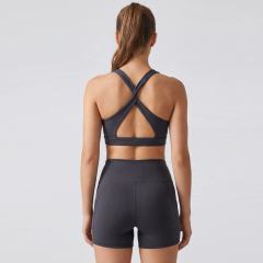 Women's Cross Back Sports Bra Yoga Shorts Set