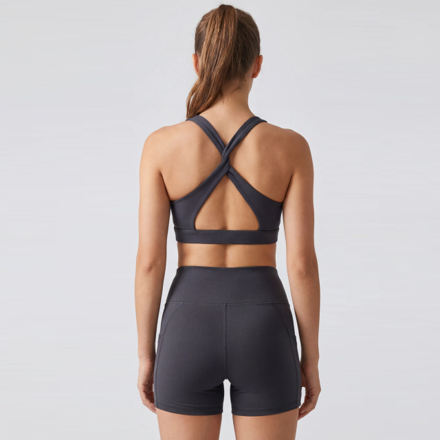Women's Cross Back Sports Bra Yoga Shorts Set