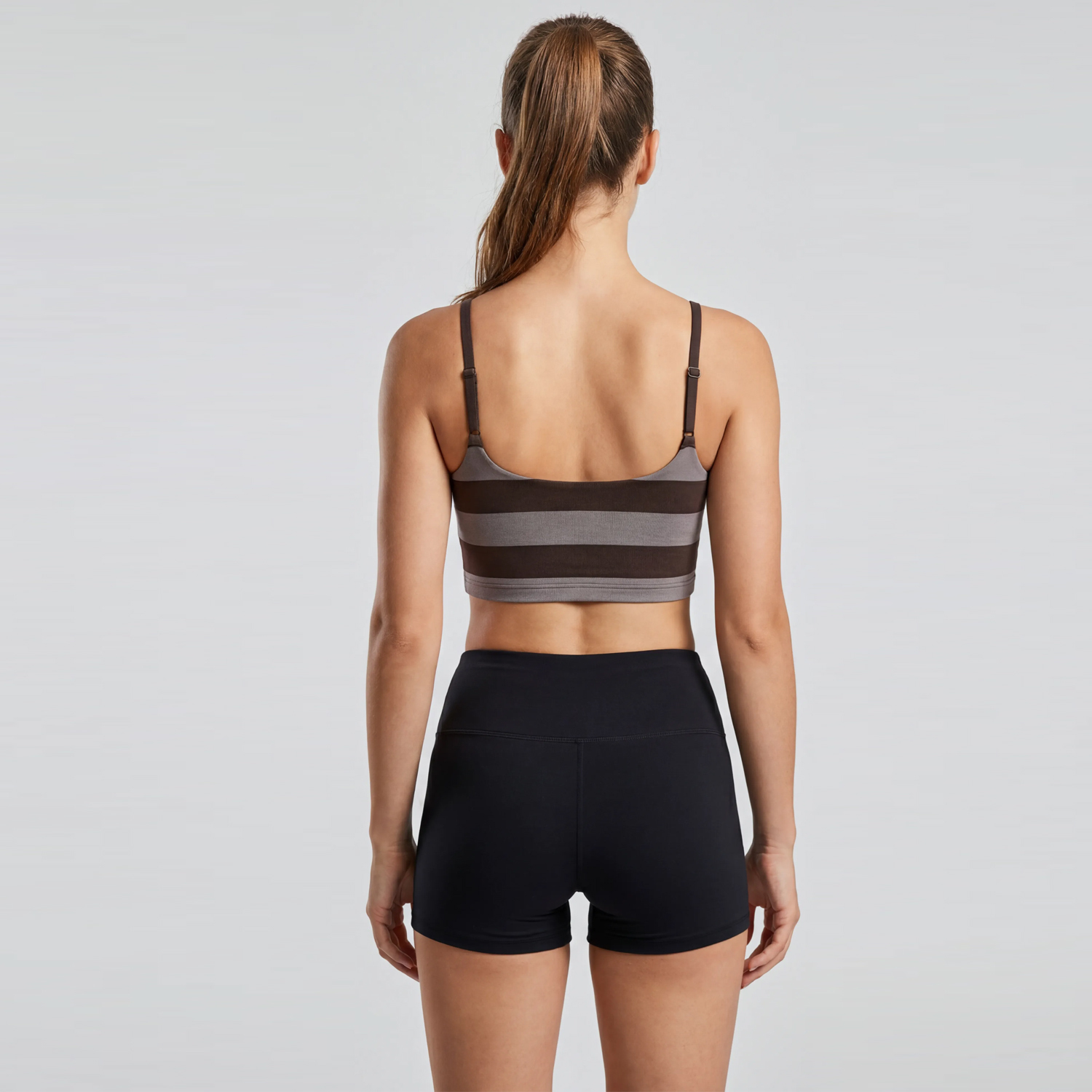 Women's  Striped Adjustable Cami High-Waist Shorts Set