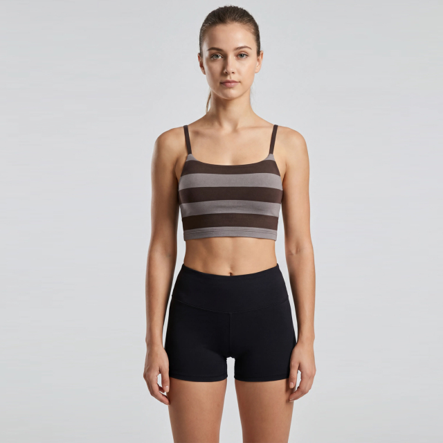 Women's  Striped Adjustable Cami High-Waist Shorts Set