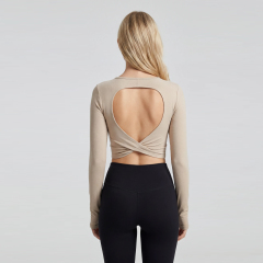 Women's Twist Back Long-Sleeve Yoga Crop Top