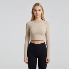 Women's Twist Back Long-Sleeve Yoga Crop Top