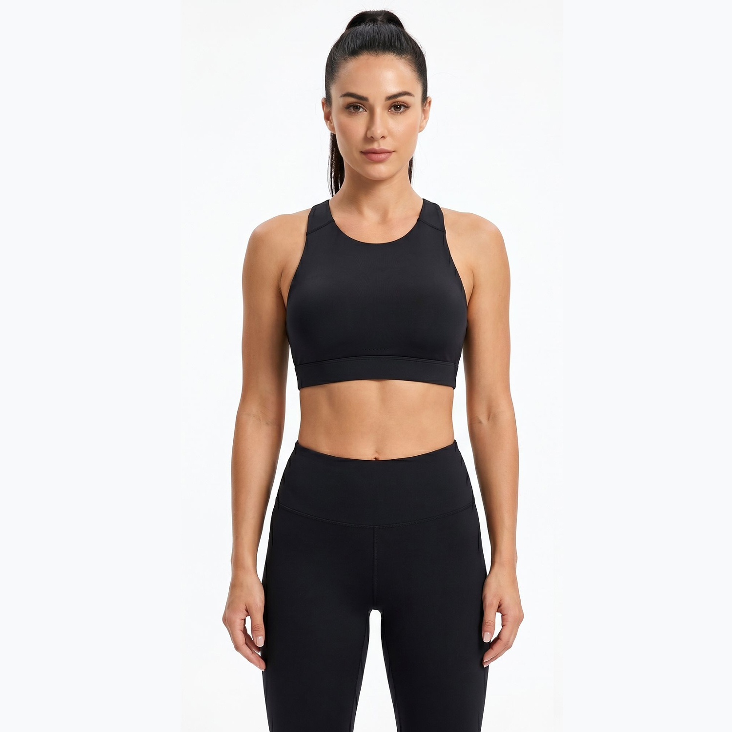Women's High Neck Mesh-Insert Sports Yoga Bra