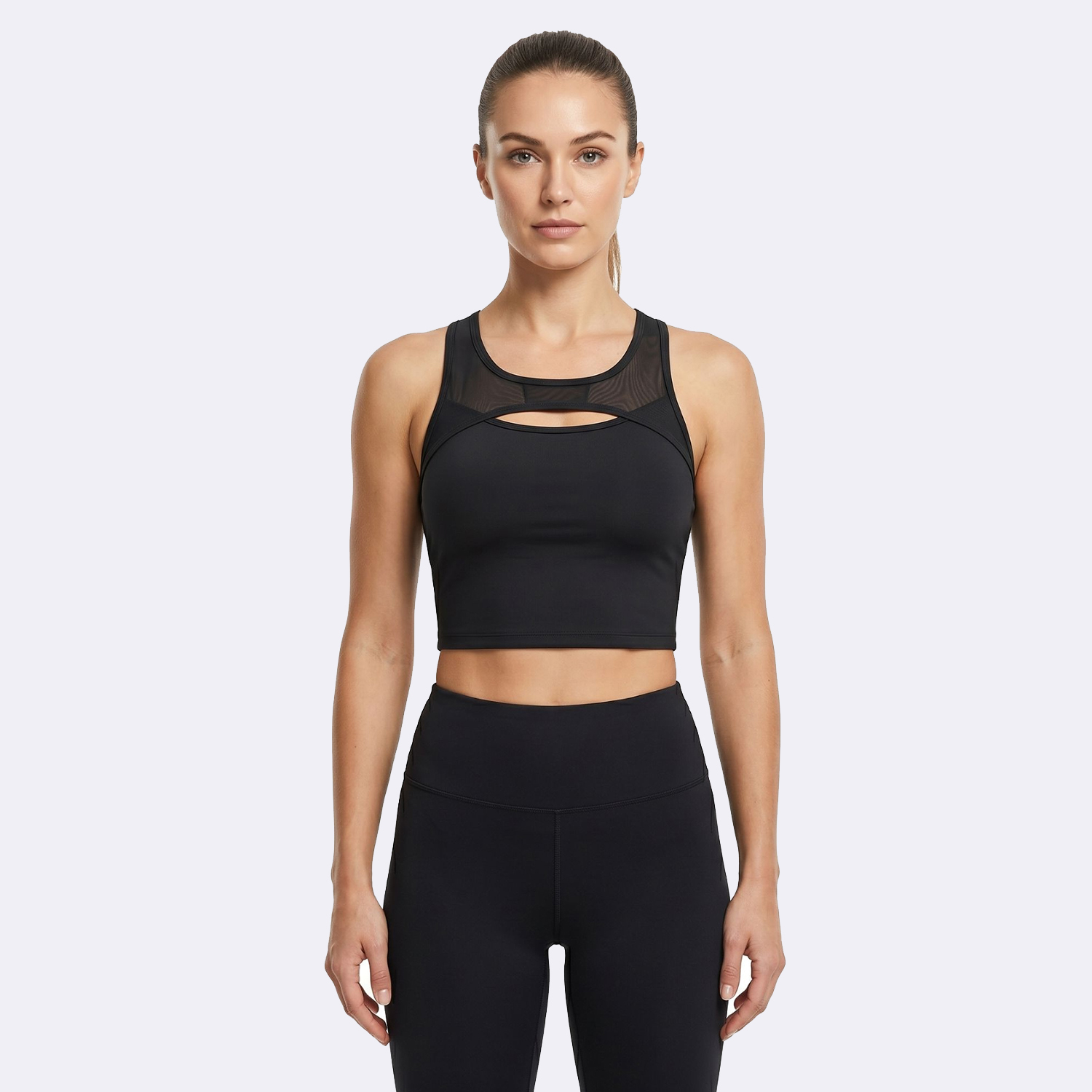 Women's Mesh-Panel Racerback Sports Crop Tank Top