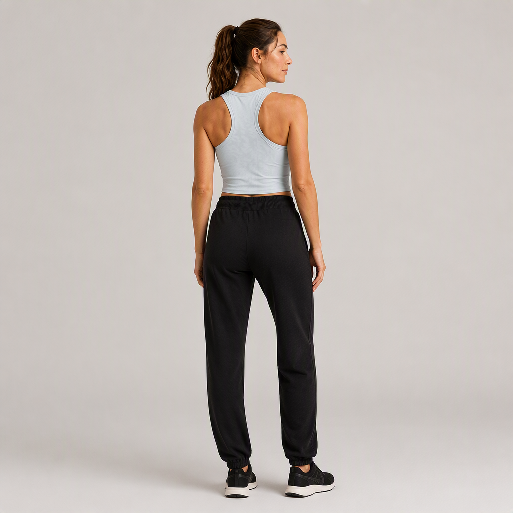 Women's Crew Neck Ribbed Racerback Sports Bra Crop Tank Top