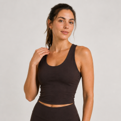 Women's Crew Neck Racerback Open Back Sports Tank Tops