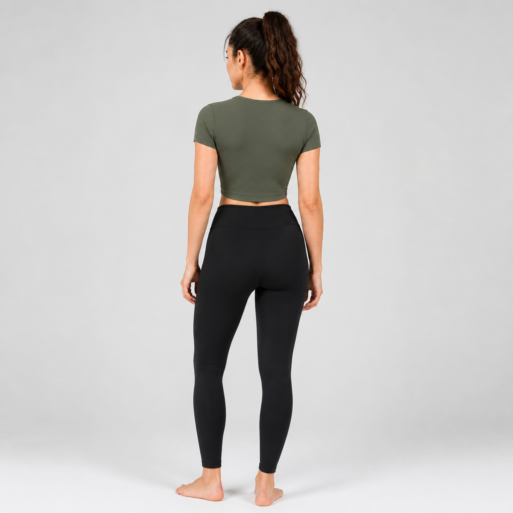 Women's Deep V-neck Sports Shirts Yoga Crop Tops