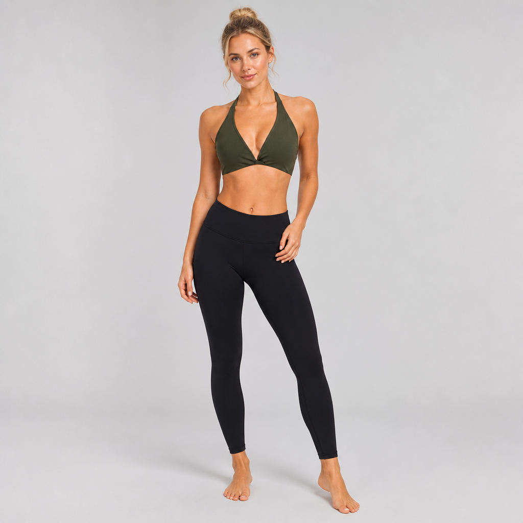 Women's Sexy Open Back Deep V Neck Halter Sports Yoga Bra