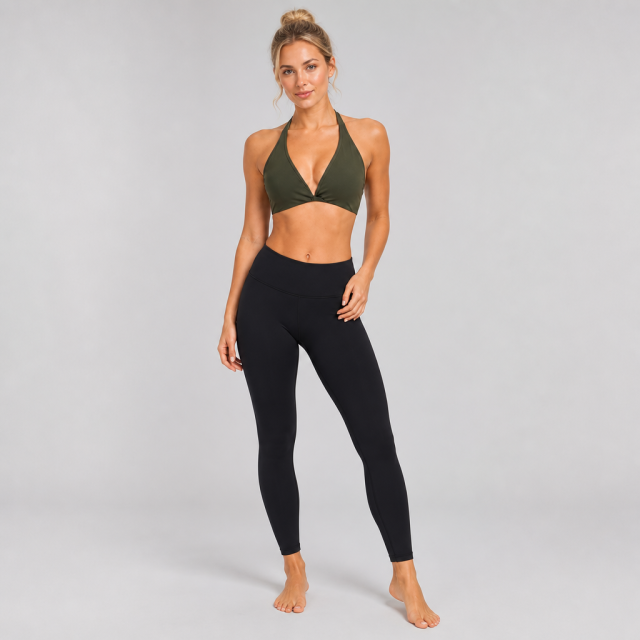 Women's Sexy Open Back Deep V Neck Halter Sports Yoga Bra