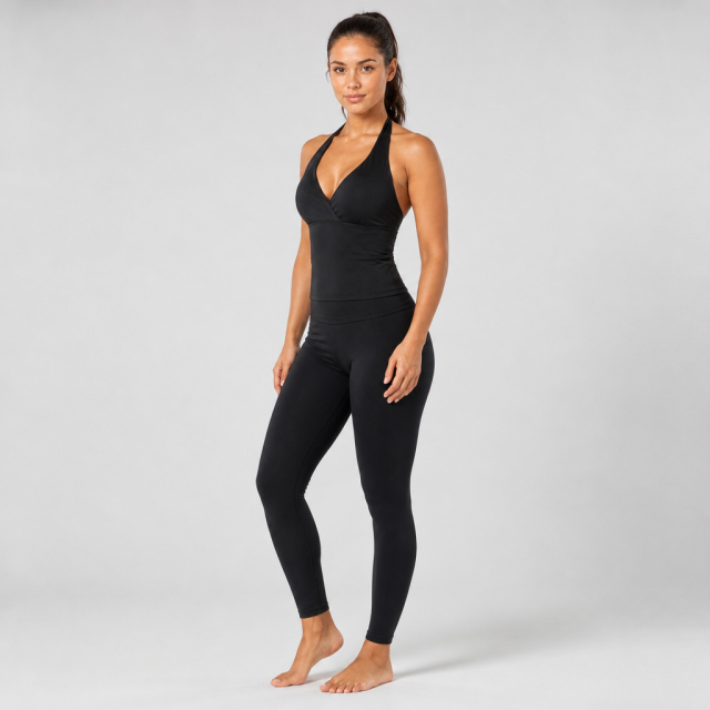 Women's Crossover Deep V Neck Halter Sports Bra