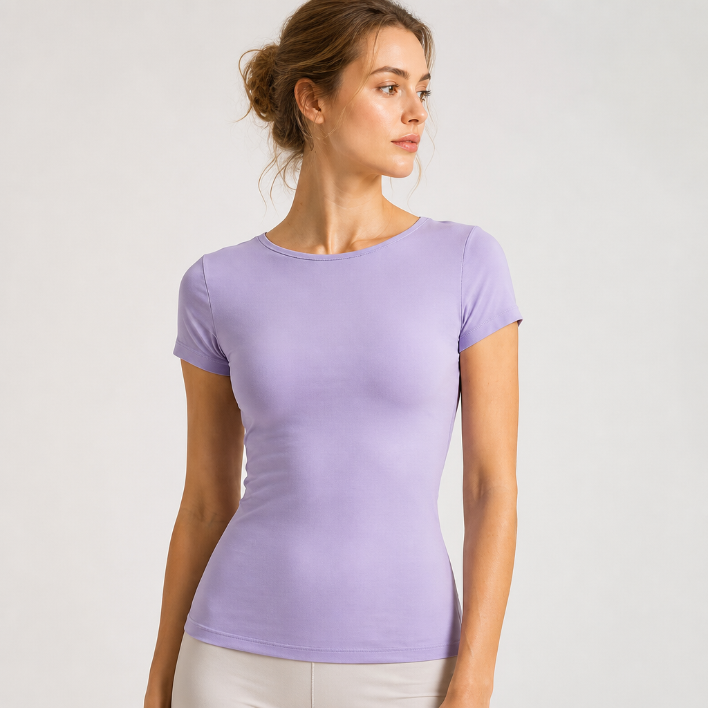 Women's Crew Neck Slim Fit Short Sleeve Yoga T-Shirts
