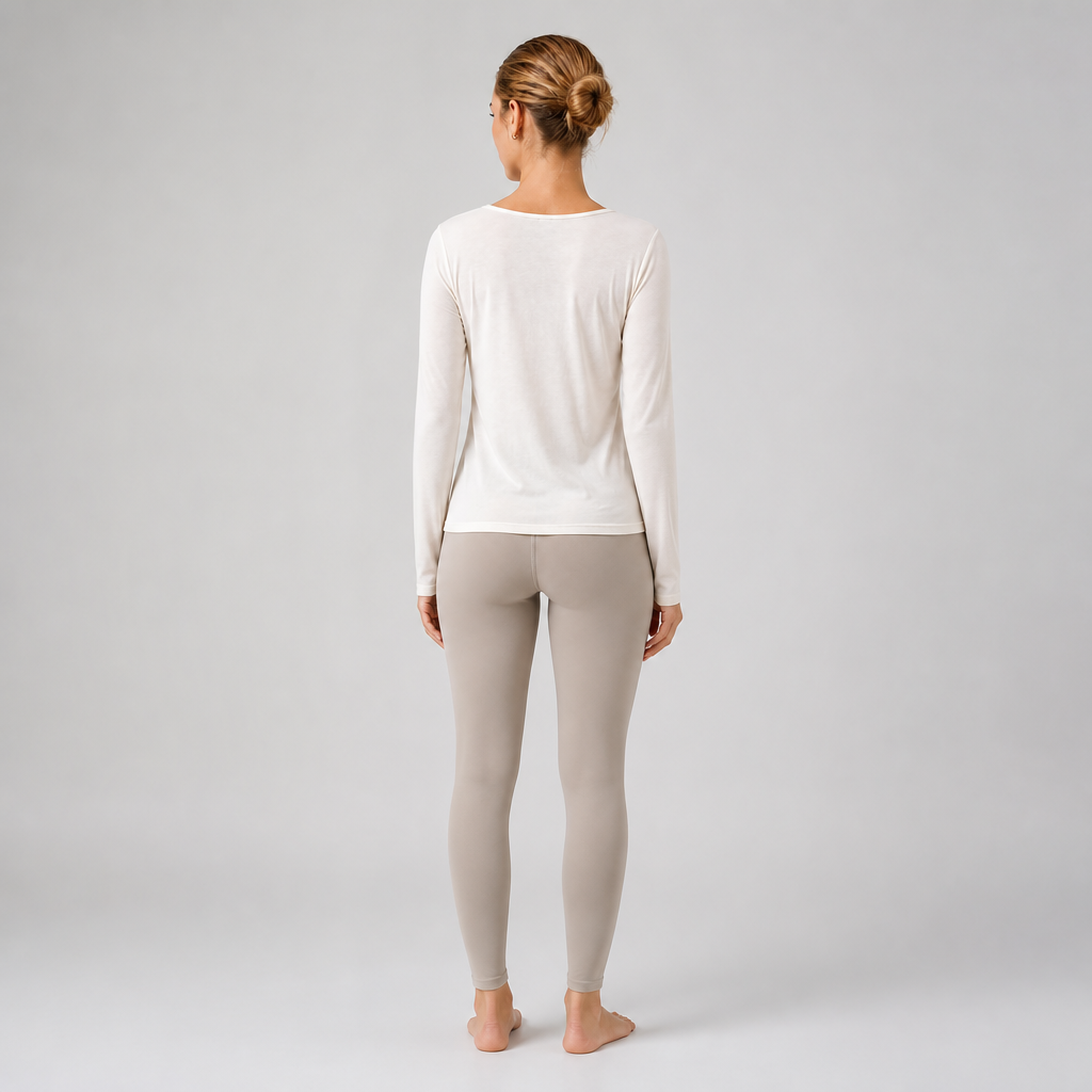 Women's Button Front Crew Neck Long Sleeve Cover up Yoga Shirts