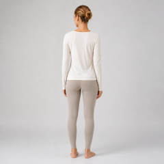 Women's Button Front Crew Neck Long Sleeve Cover up Yoga Shirts