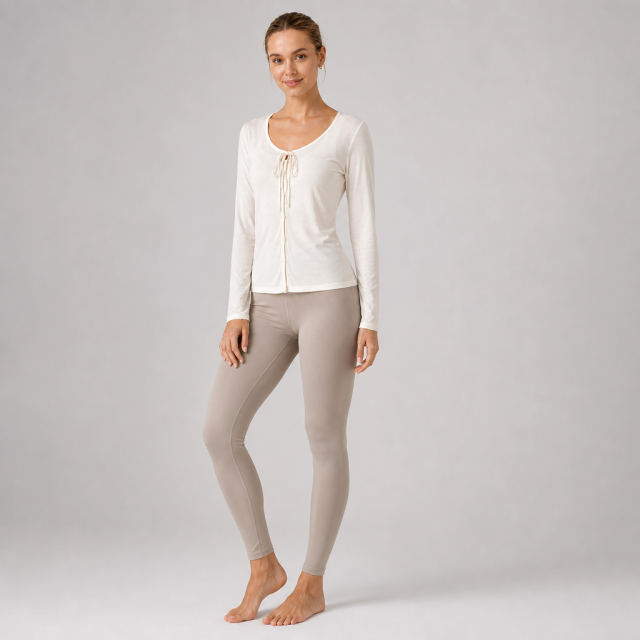 Women's Button Front Crew Neck Long Sleeve Cover up Yoga Shirts