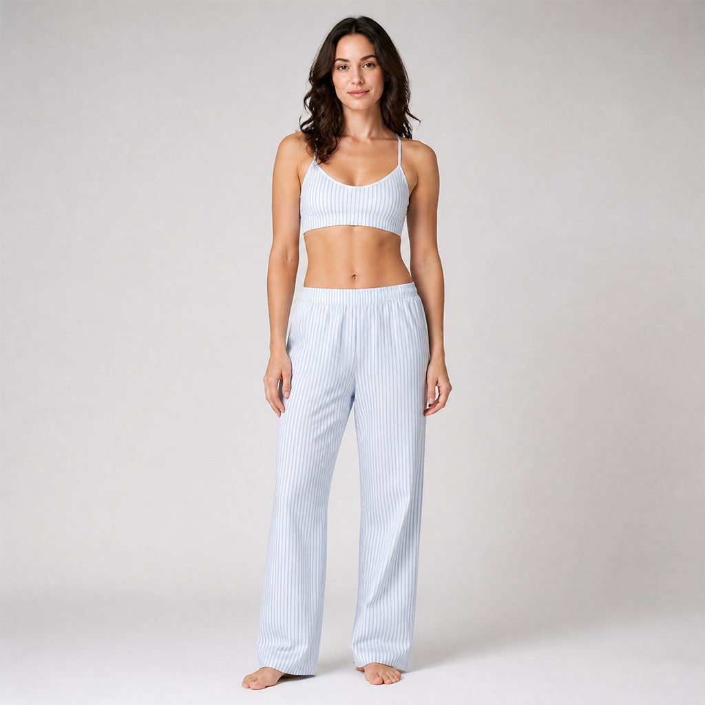 Striped Printed Women's High Waist Wide Leg Pants Casual Lounge Sets
