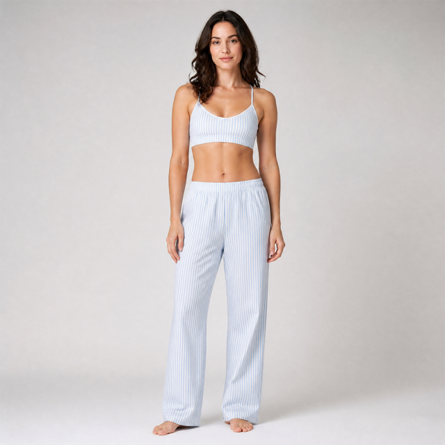 Striped Printed Women's High Waist Wide Leg Pants Casual Lounge Sets