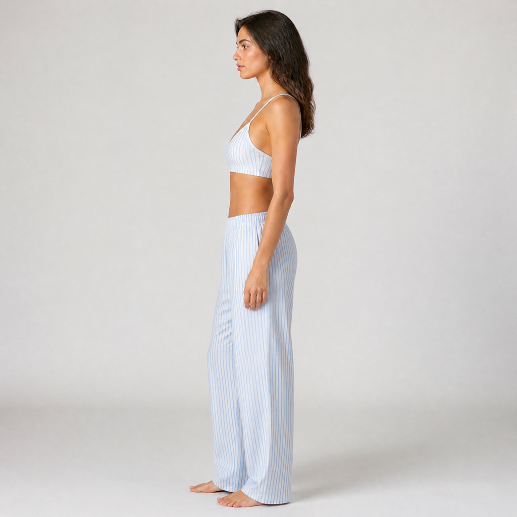 Striped Printed Women's High Waist Wide Leg Pants Casual Lounge Sets