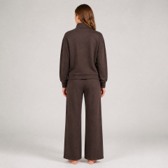 Women's Lounge Set Quarter Zip Sweatshirt High Waist Wide Leg Pants