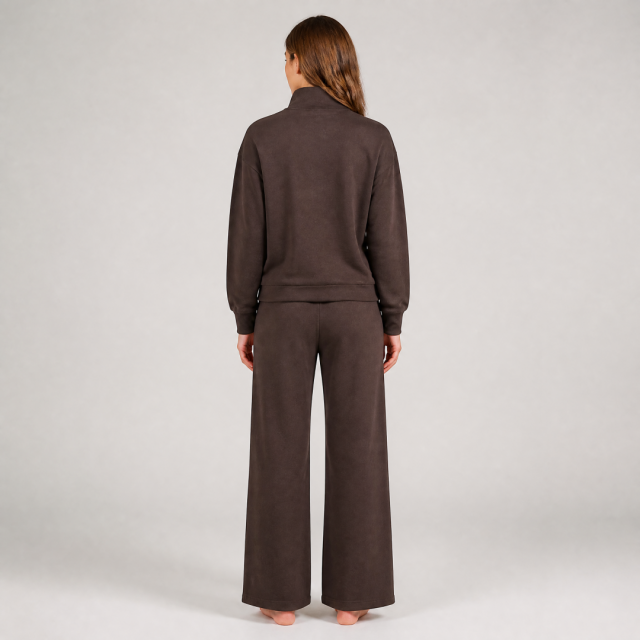 Women's Lounge Set Quarter Zip Sweatshirt High Waist Wide Leg Pants