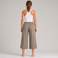 Women's High Waist Elastic Wide Leg Cropped Pants