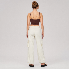 Women's High Waist Drawstring Wide Leg Cargo Pants