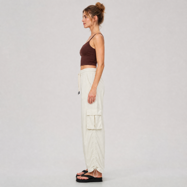Women's High Waist Drawstring Wide Leg Cargo Pants