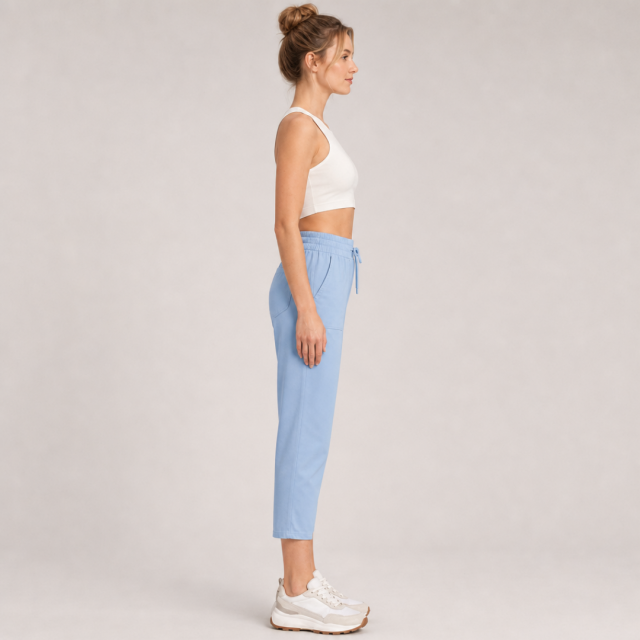 Women's Drawstring High Rise Tapered Cropped Pants