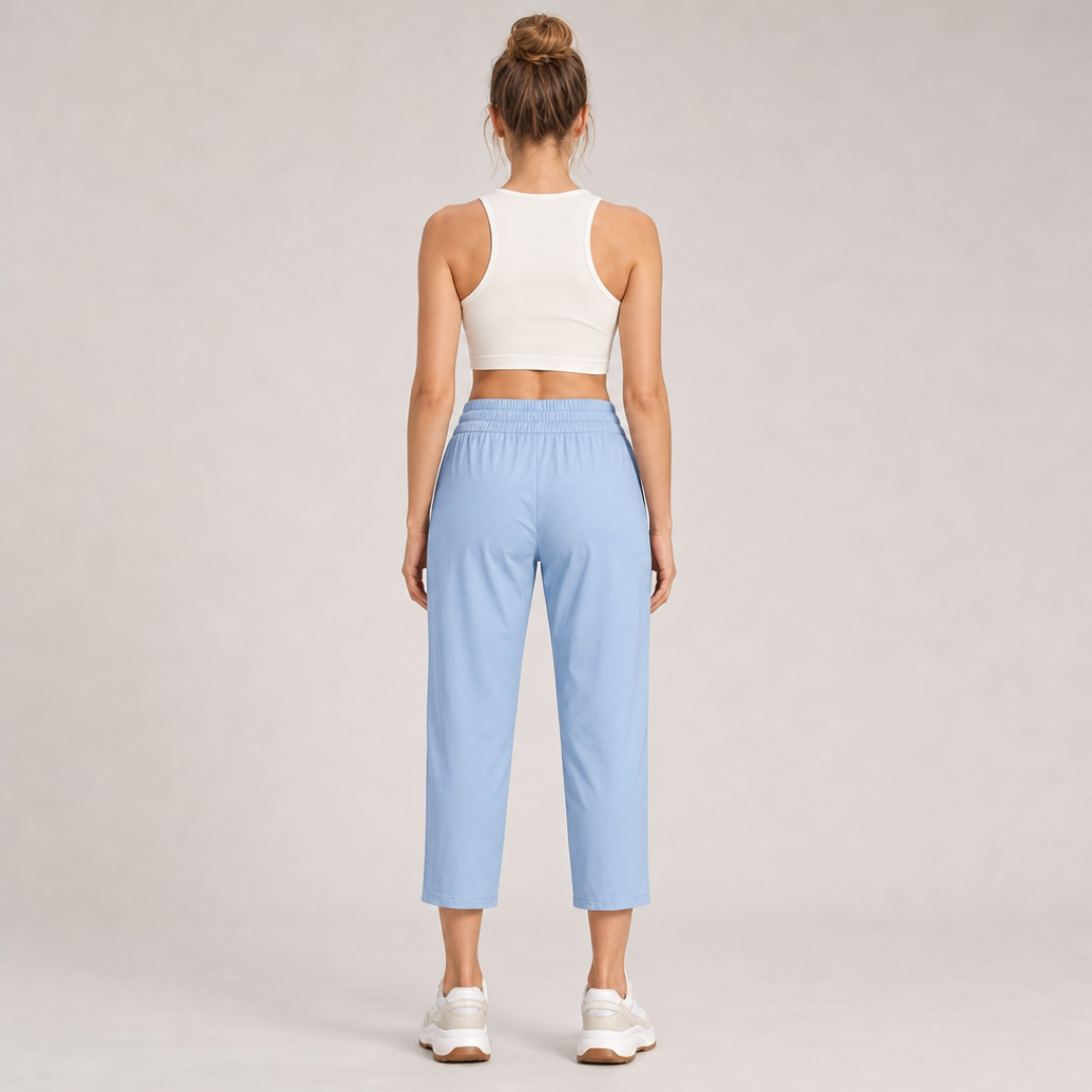 Women's Drawstring High Rise Tapered Cropped Pants