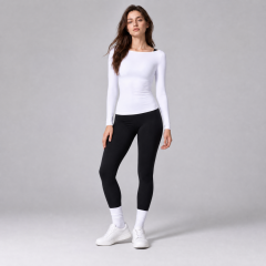 Women's Slim Fitted Boat Neck Long Sleeve Yoga Top