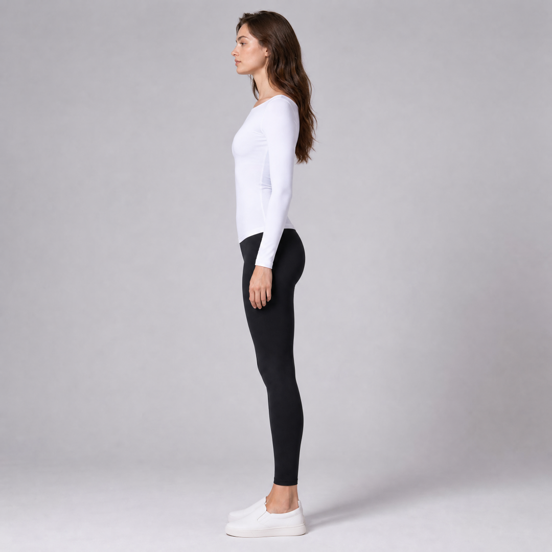 Women's Slim Fitted Boat Neck Long Sleeve Yoga Top