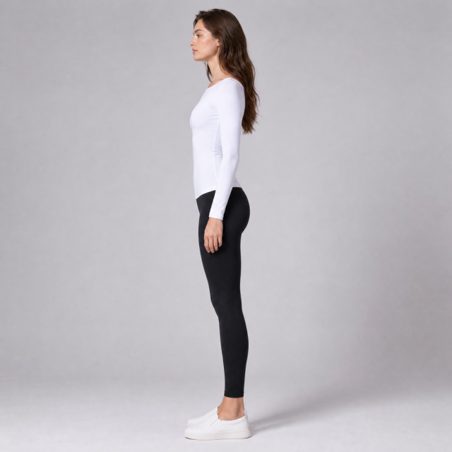 Women's Slim Fitted Boat Neck Long Sleeve Yoga Top