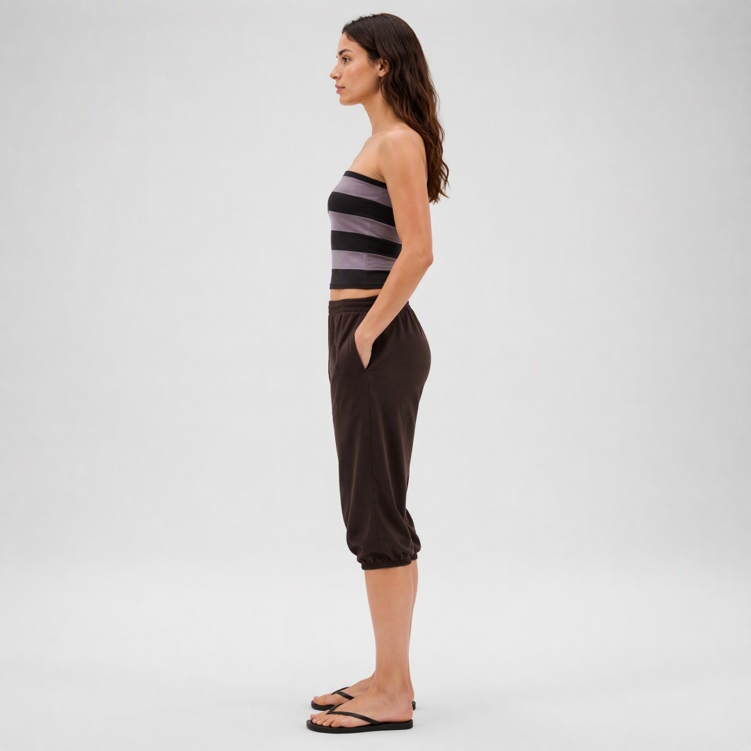 Women's Loungewear Set Striped Bandeau Top and Jogger Pants