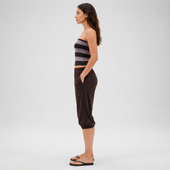 Women's Loungewear Set Striped Bandeau Top and Jogger Pants