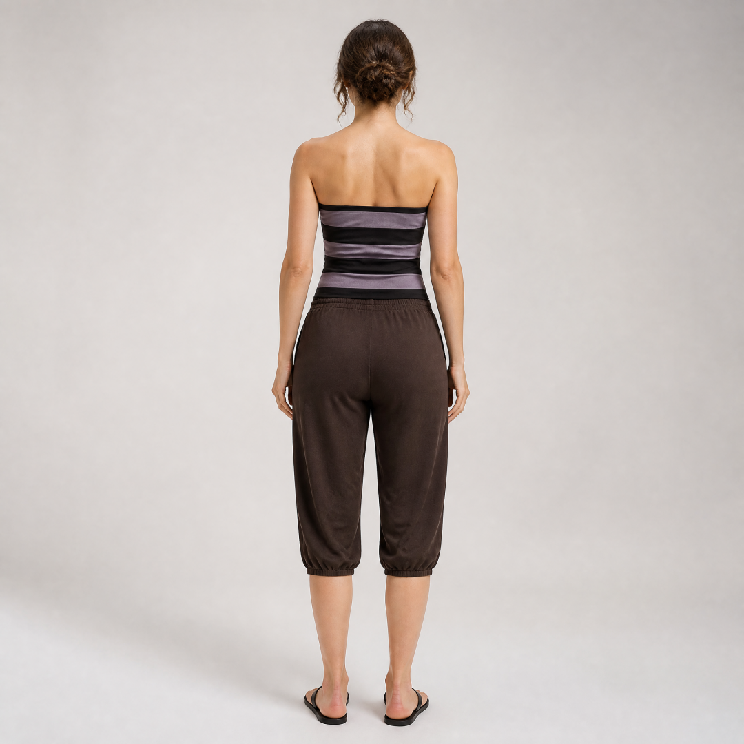 Women's Loungewear Set Striped Bandeau Top and Jogger Pants