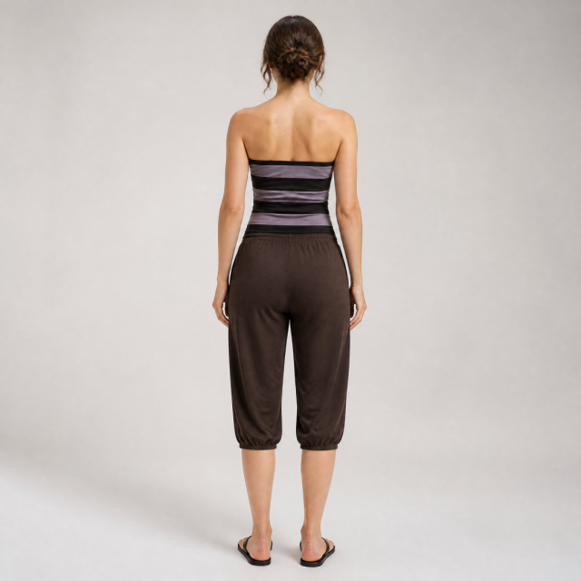 Women's Loungewear Set Striped Bandeau Top and Jogger Pants