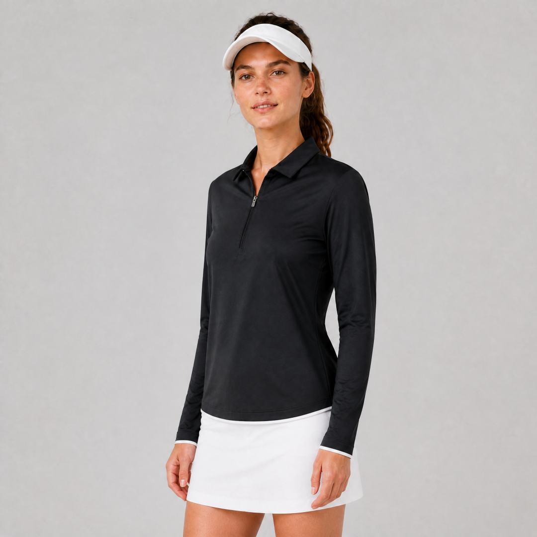 Women's Half Zipper Long Sleeve Golf Polo Shirts