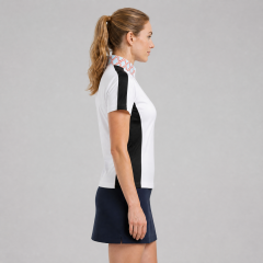 Women's Contrast-Panel Stand Collar Golf Polo Shirts