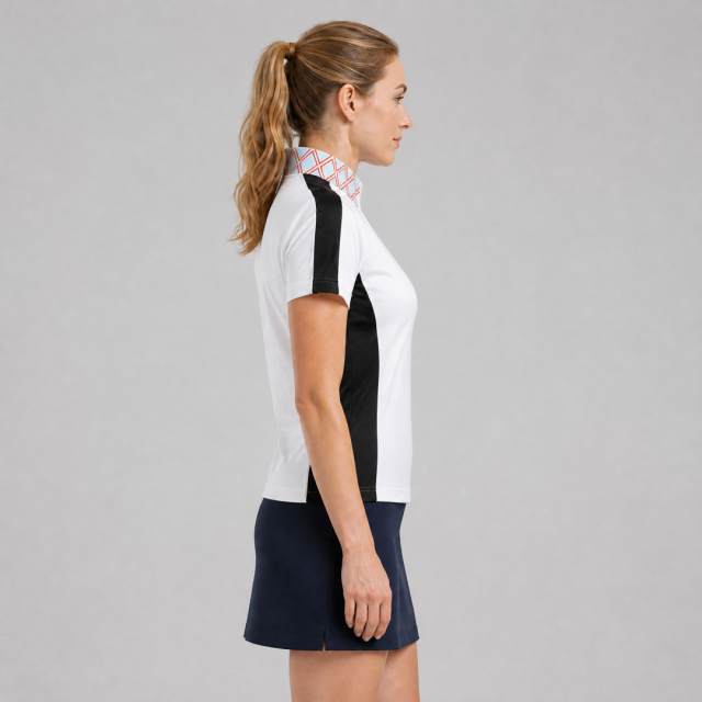 Women's Contrast-Panel Stand Collar Golf Polo Shirts