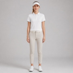 Women's Short-Sleeve Golf Polo with Snap-Button Placket and Reflective Trim
