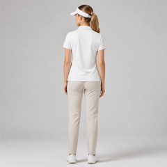 Women's Short-Sleeve Golf Polo with Snap-Button Placket and Reflective Trim