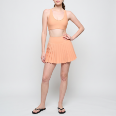 Women's V-Neck Sports Bra High Waist Tennis Golf Pilates Skirts Set