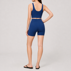 Women's V-Neck Scoop Back Sports Bra High Waist Gym Shorts Sets