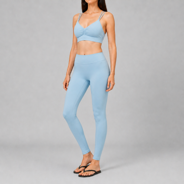 Women's Crossed Strap Back Ruched Sports Yoga Bra