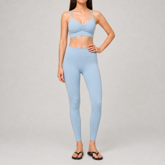 Women's Crossed Strap Back Ruched Sports Yoga Bra