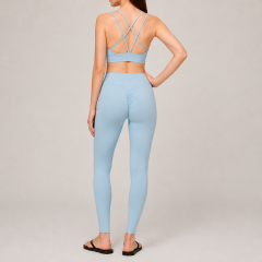 Women's Crossed Strap Back Ruched Sports Yoga Bra