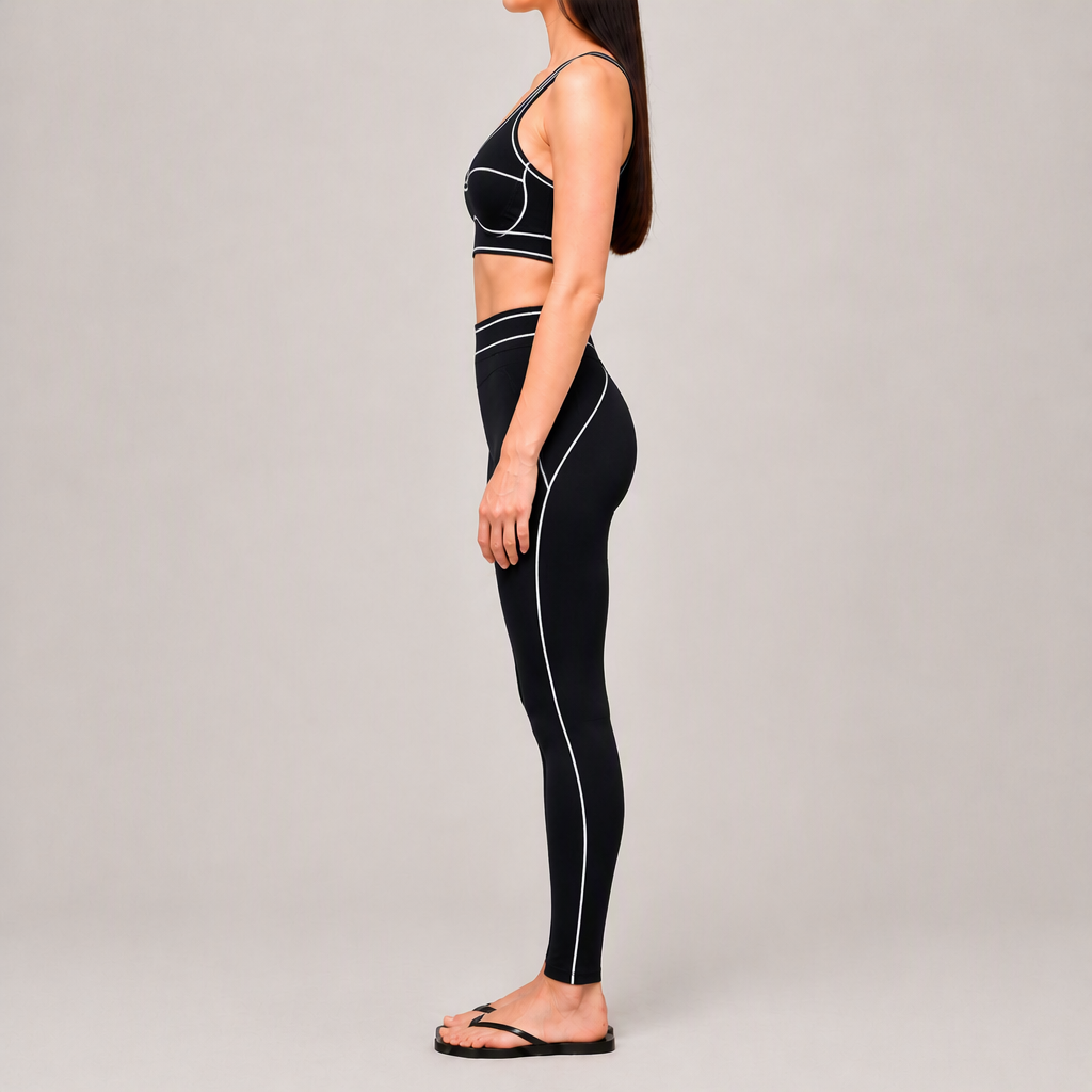 Women's Contrast Piping Sports Bra Gym Fitness Sets