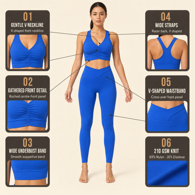 Women's V-Neck Ruched Sports Bra Racerback Activewear Tank Tops