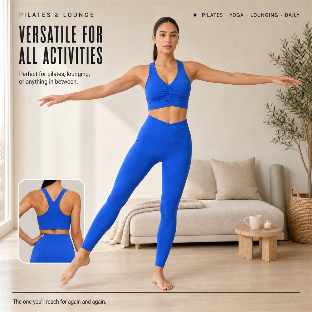 Women's V-Neck Ruched Sports Bra Racerback Activewear Tank Tops