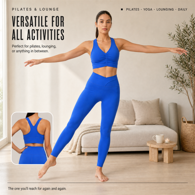 Women's V-Neck Ruched Sports Bra Racerback Activewear Tank Tops