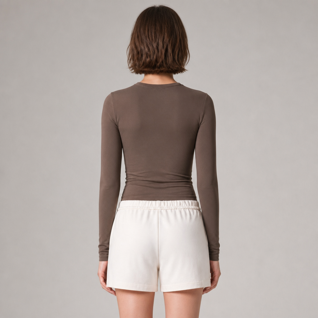 Women's Crew Neck Long Sleeve Yoga Tops Slim Fitted Workout Top